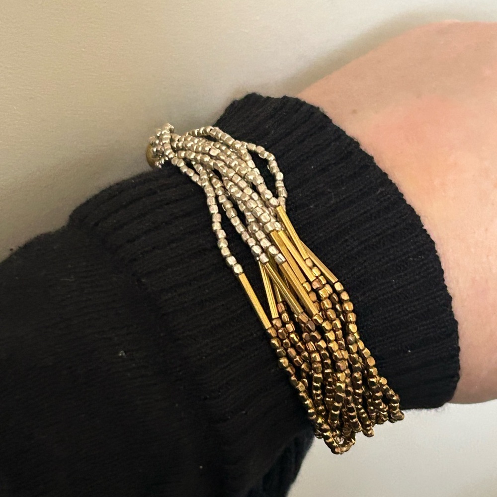 Multi strand mini beaded gold/silver bracelet with extender